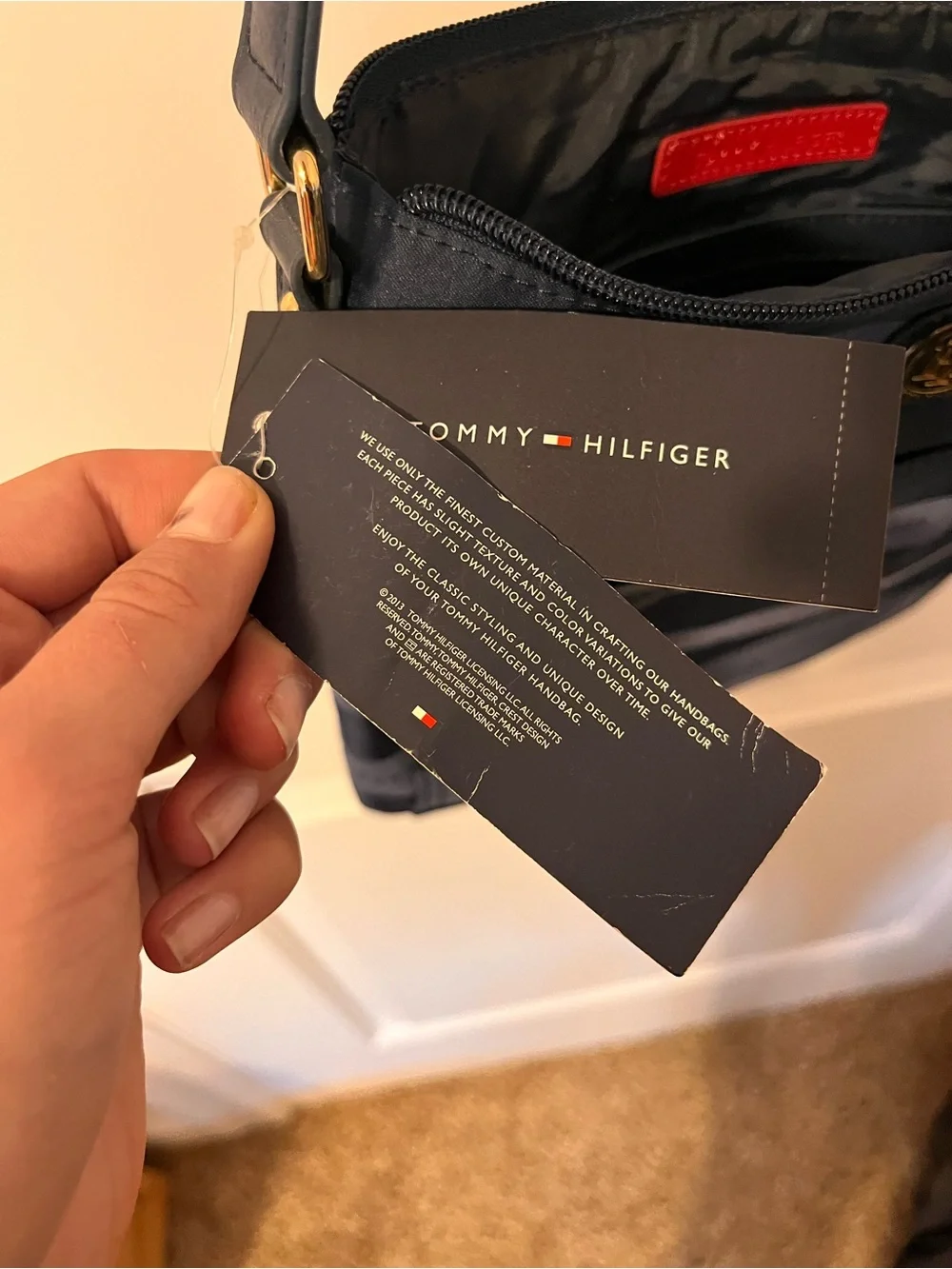 Tommy Hilfiger Navy and Dark Blue Striped Messenger Bag with clutch wallet